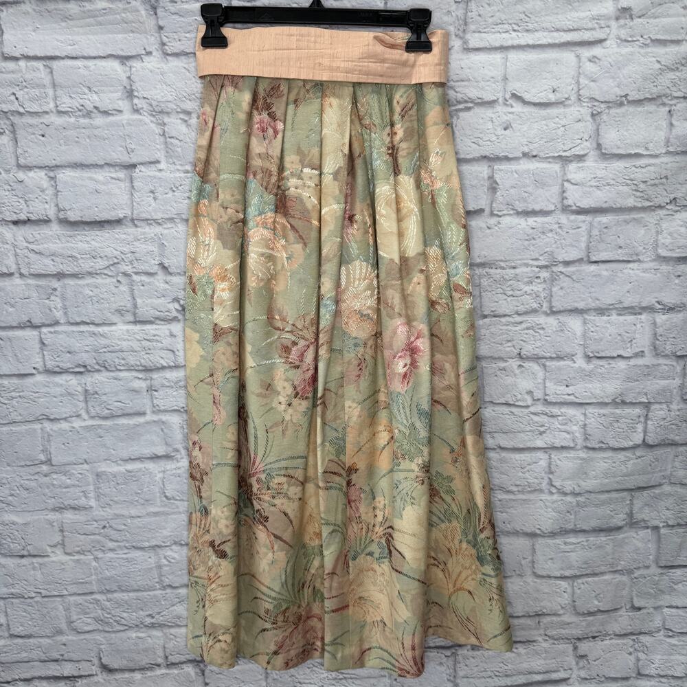 Vintage Cloak of Many Colors Tapestry Maxi Skirt Size 8 Jacquard Floral Pastel - Picture 3 of 4